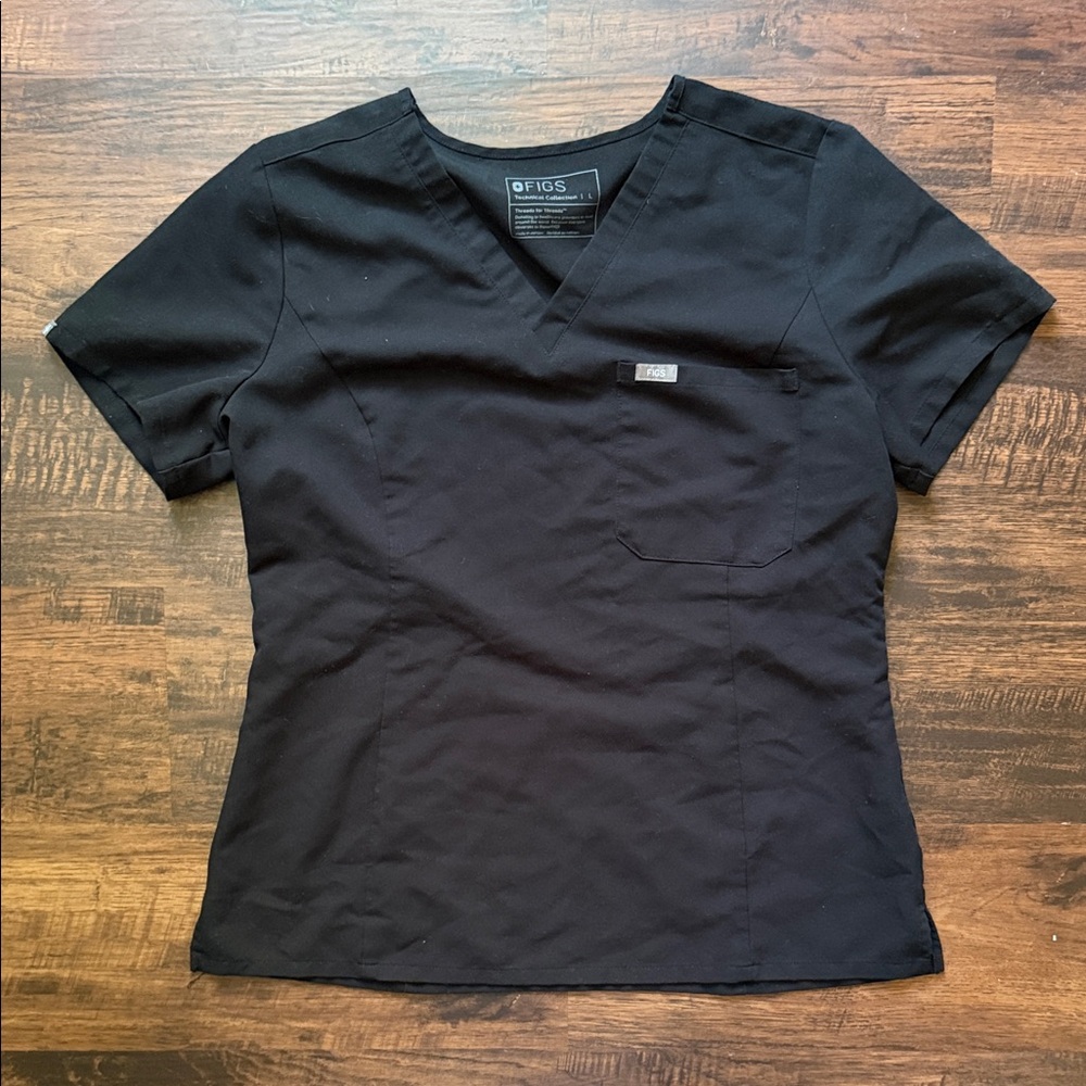 FIGS Women's Black V-Neck Scrub Top